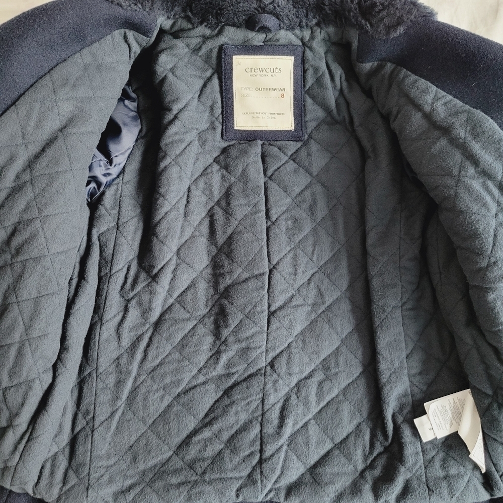 J. Crew Crewcuts Girl's Navy Wool Moto Jacket - Picture 7 of 9